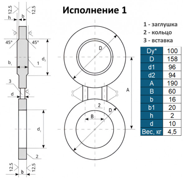 Заглушка 1-100-2,5 АТК 26-18-5-93 поворотная стальная Ду100 Ру25
