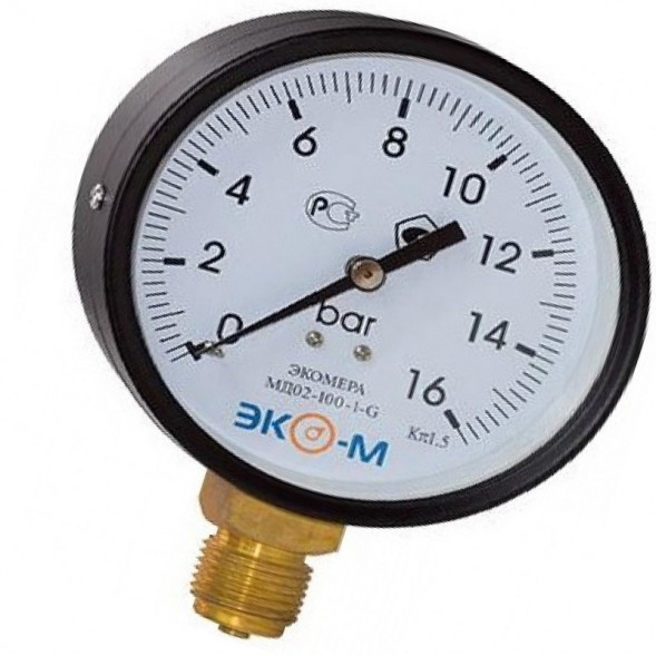 Манометр МД 02 радиальный Дк160мм 0-10 бар кл.1,5 G1/2&amp;quot; ЭКОМЕРА