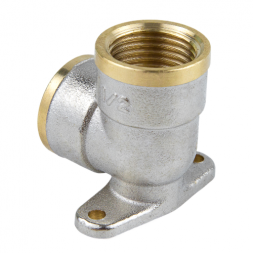 Угольник латунный Aquasfera 9004 DN 15 PN 40 резьба - 1/2&amp;#039;&amp;#039;, покрытие - никель, с креплением, резьбовой ВР-ВР, 9004-01