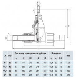 Вентиль Hawle 2670 с ПЭ патрубками для сварки POM PN 16 DN 1&amp;quot;/32