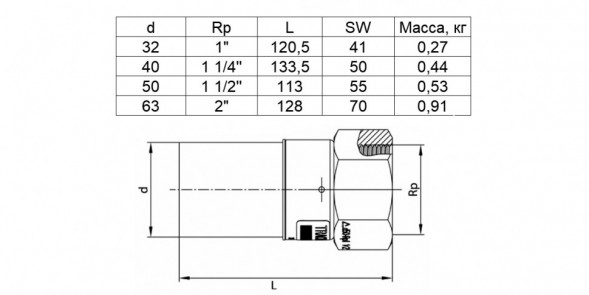 Переход UAM 50х1 1/2&amp;#039;&amp;#039; ПЭ-ВП/сталь FRIALEN