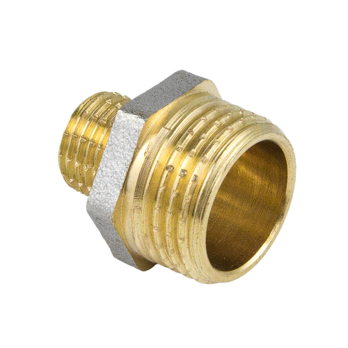 Ниппель латунный Aquasfera 9023 DN 10x15 PN 40 резьба - 3/8&amp;#039;&amp;#039;x1/2&amp;#039;&amp;#039;, покрытие - никель, переходной резьбовой НР-НР, 9023-02