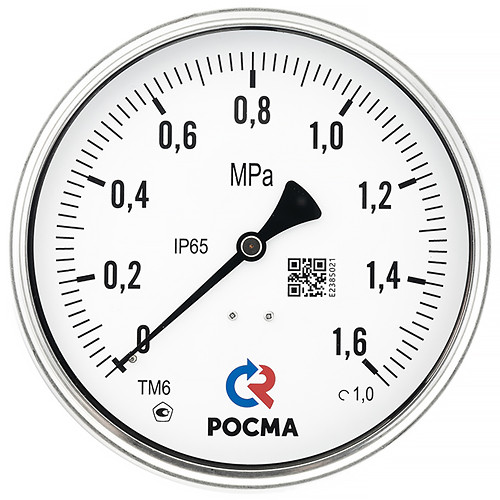 Манометр РОСМА ТМ-620ТЭ.00 (0...16 МПа) Дкорп=150мм кл. 1,0 M20x1,5 виброустойчивый (готовый к гидрозаполнению) эксцентрический УТ-00050064