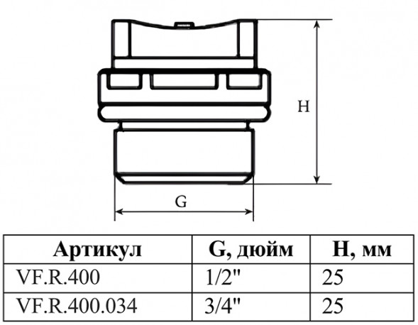 Воздухоотводчик ручной VALFEX VF.R.400.034 Ду 20 Ру 10 для радиатора латунный