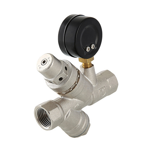 Клапан подпиточный VALTEC VT.515.N.05 DN 3/4&amp;#039;&amp;#039; 20 PN 16 с фильтром и манометром, латунный с никелевым покрытием