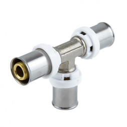 Тройник латунный Aquasfera 8009 DN 16.4 PN 16 покрытие - никель, пресс, 8009-01