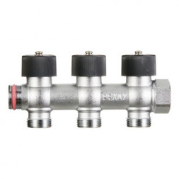 Коллектор распределительный REHAU 3 отвода ВР-НР 3/4&amp;quot; DN 20 PN 10 с регулирующими клапанами