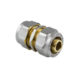 Муфта соединительная латунная Aquasfera 7003 DN 20 PN 16, покрытие - никель, компрессионный, 7003-02
