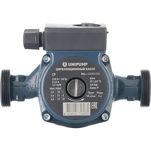 Насос циркуляционный Unipump CP 25-40 180 с мокрым ротором H=4м Q=48л/мин арт. 67353
