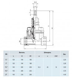 Вентиль для домового ввода Hawle 2500 DN 1 1/4&amp;quot; с внутренней резьбой