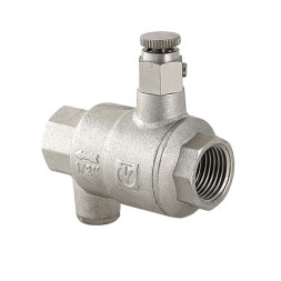 Клапан обратный VALTEC VT.171.N.06 1&amp;quot; DN 25 PN 40 пружинный резьбовой, с дренажем и воздухоотводчиком, латунный с никелевым покрытием