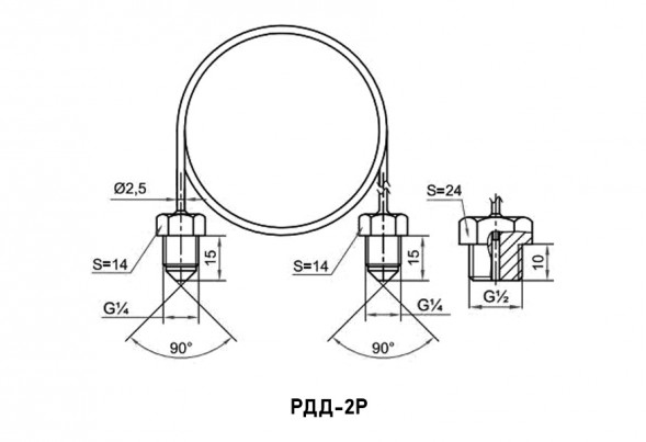 Трубка капиллярная РОСМА РДД-2Р L=2 м Дкорп=2,5 мм 3,5 МПа G1/4&amp;quot;x1/2&amp;quot; УТ-00043505