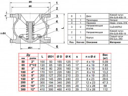 Клапан Tecofi CA3241 DN 65 обратный осевой фланцевый PN 16
