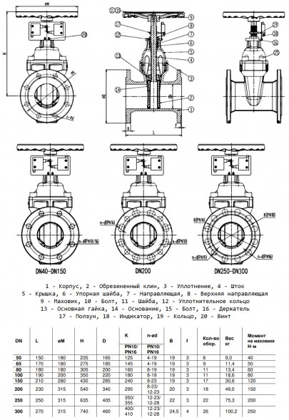 Задвижка клиновая Benarmo 30ч39р 24FG аналог МЗВ DN 250 PN 10/16 с концевыми выключателями с невыдвижным шпинделем, уплотнение - NBR