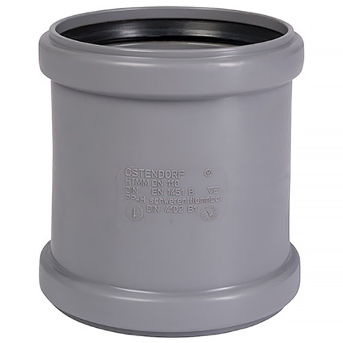 Муфта двойная PP-H Ostendorf HT HTMM DN 90 двухраструбная, цвет серый