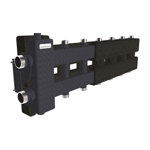 Коллектор распределительный GIDRUSS BM-80-7DU.EPP 7-ми контурный НР 1 1/4&amp;quot;x1&amp;quot; Ду 32 Ру 6 балансировочный в термоизоляции
