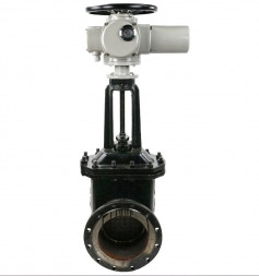 Задвижка ЛМЗ 30ч906бр Ду 200 Ру 16 фланцевая клиновая чугунная с электроприводом ГЗ-Б200/24 380В с параллельным клином