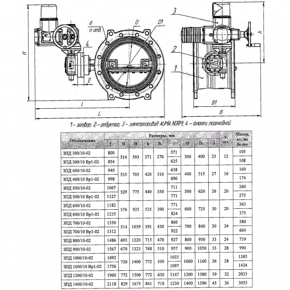 Затвор ЭНЭКОС Вр1 DN 400 PN 10 поворотный фланцевый с двойным эксцентриком с редуктором и электроприводом