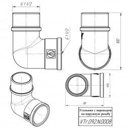 Латунный угольник VALTEC 1 1/2&amp;quot; резьбовой 90 с переходом на наружную резьбу VTr.092.N.0008