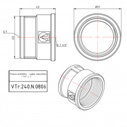 Латунная муфта VALTEC 1 1/2&amp;quot; х 1&amp;quot; переходная VTr.240.N.0806