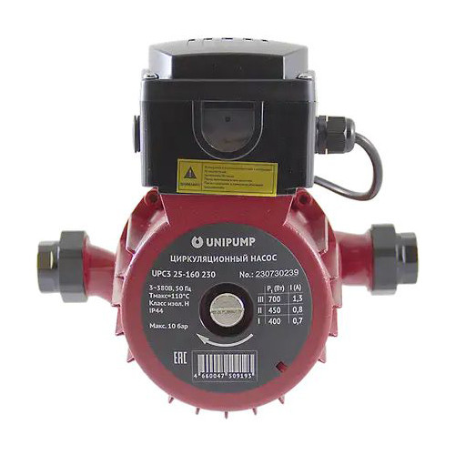 Насос циркуляционный Unipump UPC3 25-160 230 с мокрым ротором H=16м Q=150л/мин арт. 61966