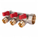 Коллектор распределительный STOUT SMB 6210 3 отвода ВР-НР 1&amp;quot;х1/2&amp;quot; DN 25 PN 10 с шаровыми кранами красная рукоятка уплотнительное кольцо
