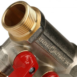 Коллектор распределительный STOUT SMB 6200 2 отвода ВР-НР 3/4&amp;quot;х1/2&amp;quot; DN 20 PN 10 с шаровыми кранами красная рукоятка