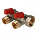 Коллектор распределительный STOUT SMB 6200 2 отвода ВР-НР 3/4&amp;quot;х1/2&amp;quot; DN 20 PN 10 с шаровыми кранами красная рукоятка