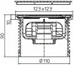 Надставной элемент HL37NFPr DN110 с решёткой и сифоном &amp;quot;Primus&amp;quot; HL2090