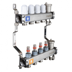 Коллекторная группа VALTEC VTc.579.EMNX.0605 5-ти контурный ВР-НР 1&amp;quot;x3/4&amp;quot; DN 25 PN 10 с регулирующими клапанами и расходомерами