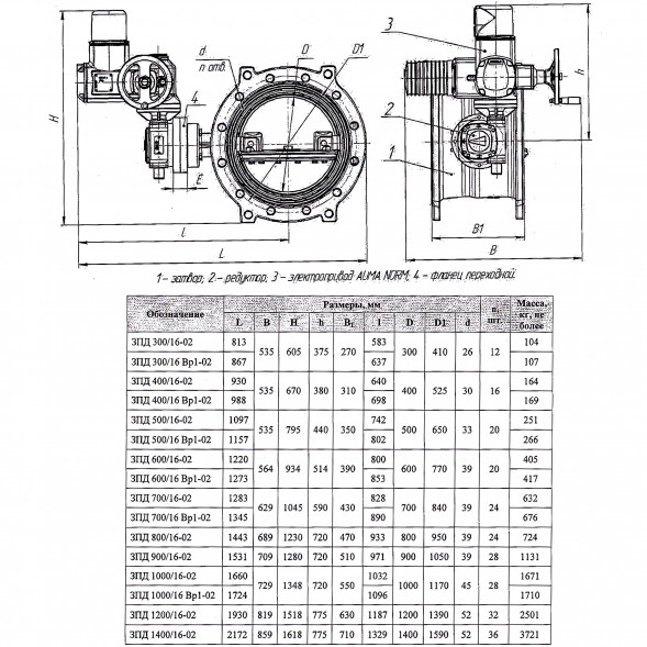 Затвор ЭНЭКОС Вр1 DN 700 PN 16 поворотный фланцевый с двойным эксцентриком с редуктором и электроприводом