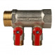 Коллектор распределительный STOUT SMB 6200 2 отвода ВР-НР 1&amp;quot;х1/2&amp;quot; DN 25 PN 10 с шаровыми кранами красная рукоятка