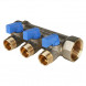 Коллектор распределительный STOUT SMB 6201 3 отвода ВР-НР 1&amp;quot;х1/2&amp;quot; DN 25 PN 10 с шаровыми кранами синяя рукоятка
