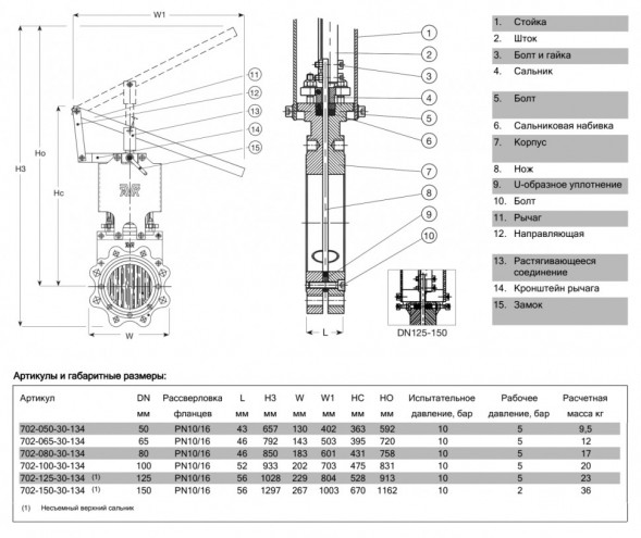 Задвижка AVK 702/30 DN 80 PN 10/16 ножевая шиберная фланцевая