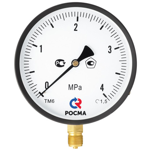 Манометр РОСМА ТМ-610Р.00 (0...160 кгс/см2) Дкорп=150мм кл. 1,5 M20x1,5 общетехнический радиальный 00000006970