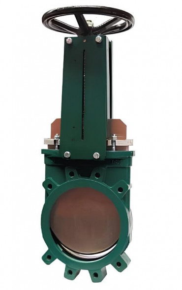 Задвижка межфланцевая Tecofi VGB 4400-001 Ду 125 Ру 10 шиберная ножевая со штурвалом двухсторонняя