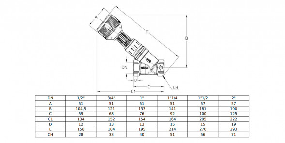 Клапан Cim 727OTS 1/2&amp;quot; Ру 20 балансировочный Cimberio
