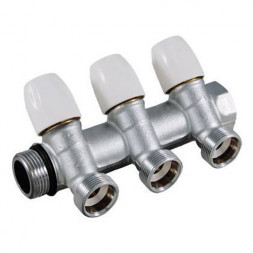 Коллектор распределительный Tiemme Maxima 1860013 3 отвода ВР-НР 1&amp;quot;х3/4&amp;quot; DN 25 PN 10 с регулирующими клапанами модульный