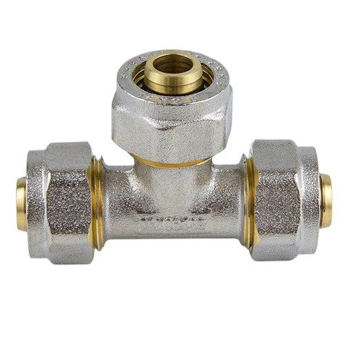 Тройник латунный Aquasfera 7011 DN 26 PN 16 покрытие - никель, компрессионный, 7011-03