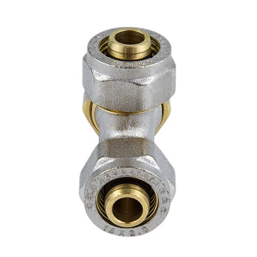 Тройник латунный Aquasfera 7011 DN 26 PN 16 покрытие - никель, компрессионный, 7011-03