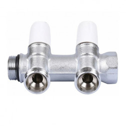 Коллектор распределительный Tiemme Maxima 1860026 2 отвода ВР-НР 3/4&amp;quot; DN 20 PN 10 с регулирующими клапанами модульный