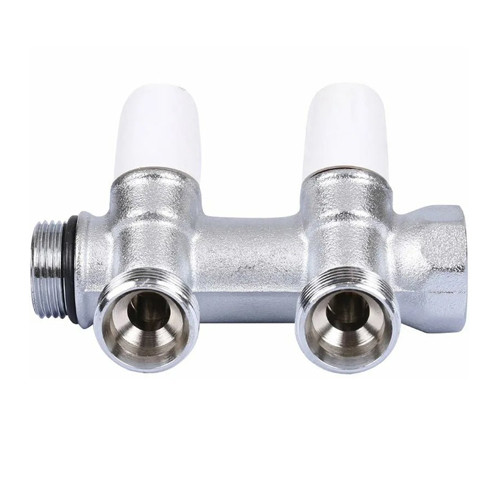 Коллектор распределительный Tiemme Maxima 1860026 2 отвода ВР-НР 3/4&amp;quot; DN 20 PN 10 с регулирующими клапанами модульный