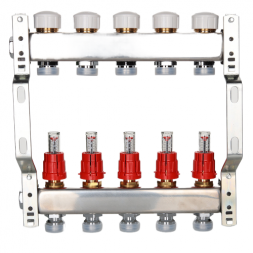 Коллекторная группа VALTEC VTc.584.EMNX.0603 3-х контурный ВР-НР 1&amp;quot;x3/4&amp;quot; DN 25 PN 6 с регулирующими клапанами и расходомерами