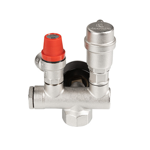 Группа безопасности VALTEC VT.460.0.3 1&amp;#039;&amp;#039; (0…4 бар) DN 25 PN 10 для котла, латунная с никелевым покрытием
