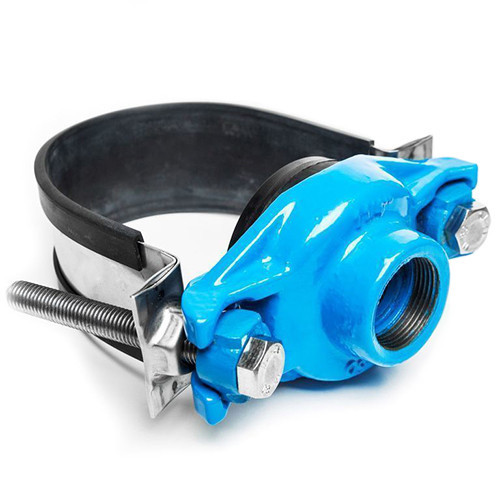 Хомут седловой резьбовой UR-CAST UR-6062 3/4&amp;quot; х 355-428 мм PN 16 чугунный