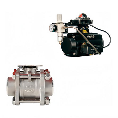 Кран шаровой ABRA BV61 SR DN 100 PN 40 с пневмоприводом нержавеющая сталь
