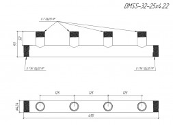 Коллектор распределительный GIDRUSS DMSS-32-25x4 4-х контурный НР 1 1/4&amp;quot;x1&amp;quot; Ду 32 Ру 10 магистральный