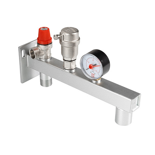 Группа безопасности VALTEC VT.495.0.0 3/4&amp;#039;&amp;#039; (0…10 бар) DN 20 PN 10 для расширительного бака на консоли из Ст.3, латунная с никелевым покрытием