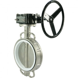 Затвор дисковый нержавеющий Benarmo 2040R DN 250 PN 16 поворотный межфланцевый с редуктором