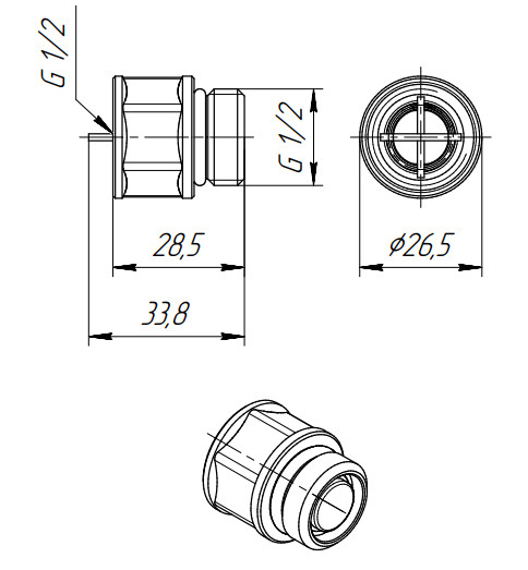 Клапан отсекающий VALTEC VT.539.N.04 1/2&amp;quot; DN 15 PN 10 для монтажа автоматического воздухоотводчика, латунный с никелевым покрытием